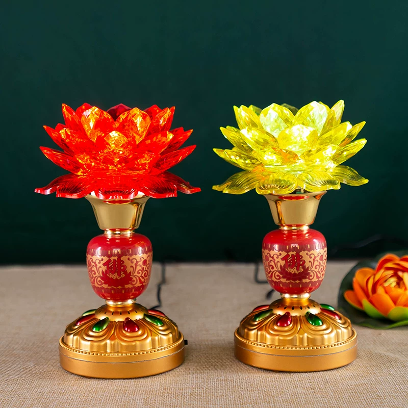 Фонарик-лампа lotus ручной LED цветной трансформер свет батарея lotus lantern plug-in длинный яркий свет Будда перед Гуань Инь лампа