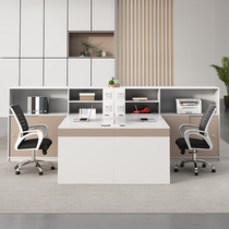 Staff office table and chairs Combined modern minimalist screen Four 6 double digit with side cabinet holder Finance desk