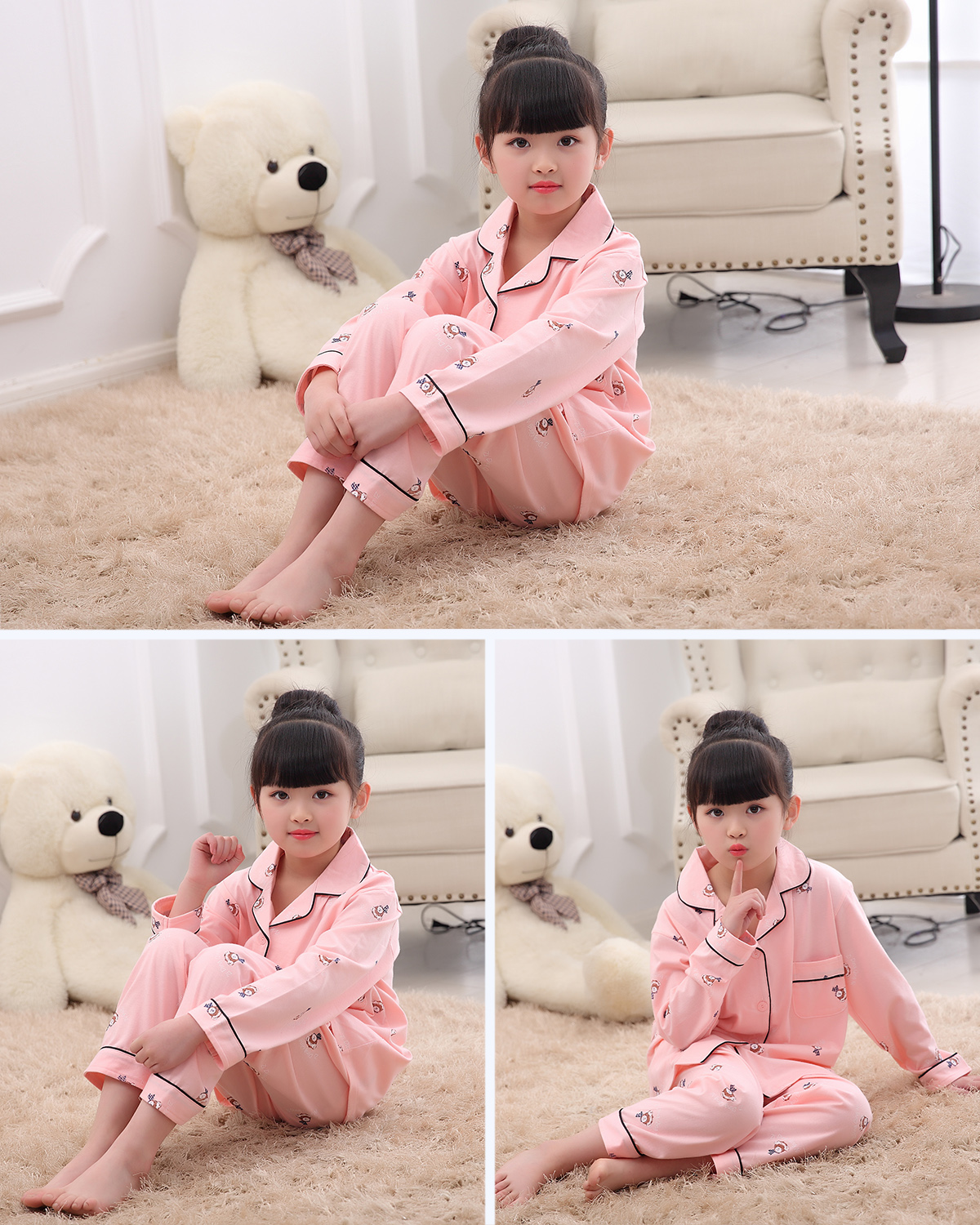 Trẻ em lợn pecs đồ ngủ bé gái mùa xuân bông 3-15 tuổi trai trai gái gái bông nhà bộ mặc nhà thu đông cho nam