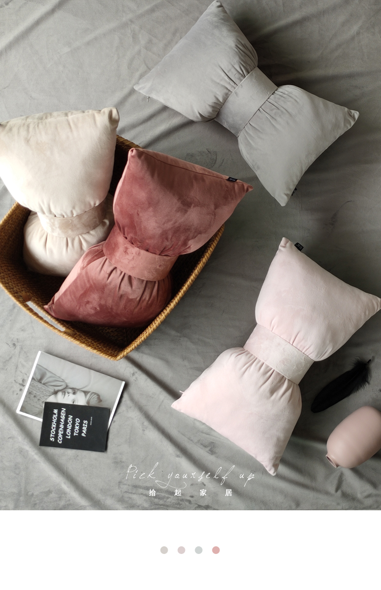 Ins gió cô gái trái tim dễ thương nơ đỏ gối rắn màu đệm văn phòng sofa dài phòng khách gối thắt lưng - Trở lại đệm / Bolsters ghế lười sofa