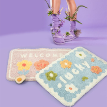 ins wind net red ground floor mat bathroom home entrance door toilet bathroom door small flower creative water suction non-slip foot mat
