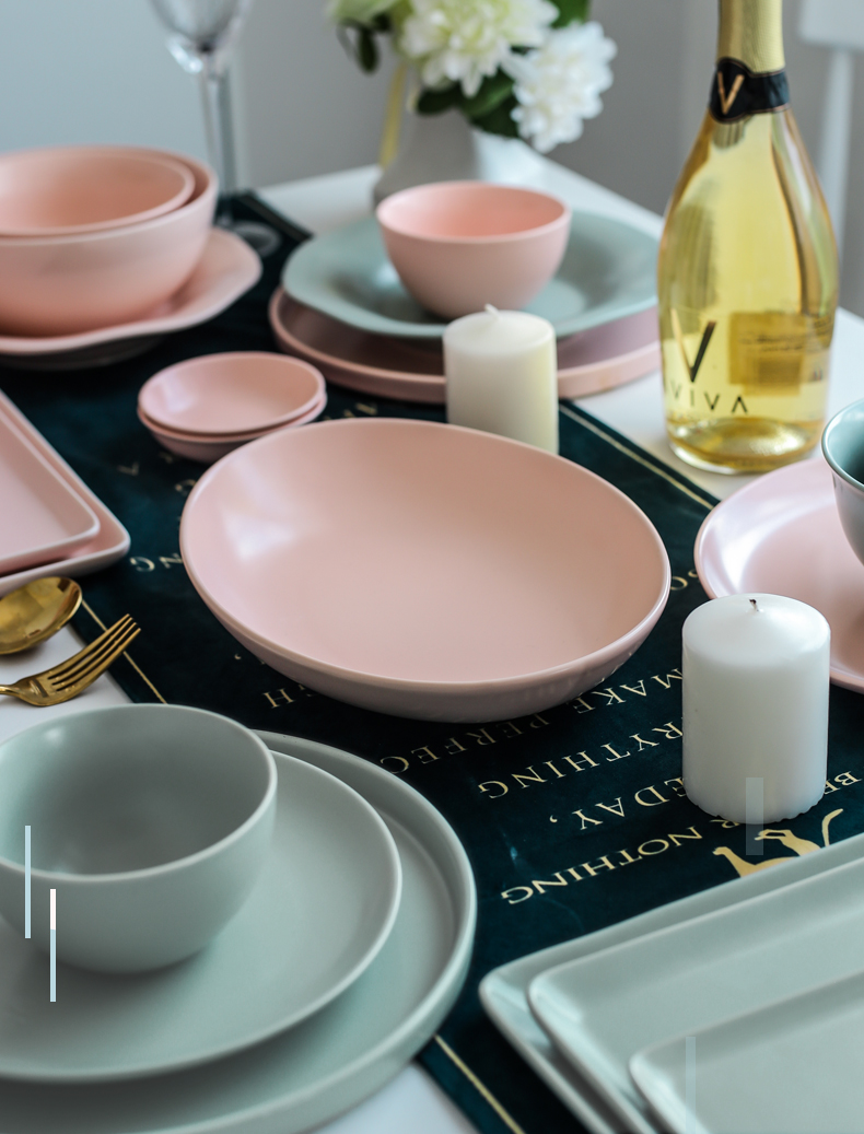 Matte enrolled creative bowl dish dish suits for combination dishes suit household Nordic one food tableware ceramics