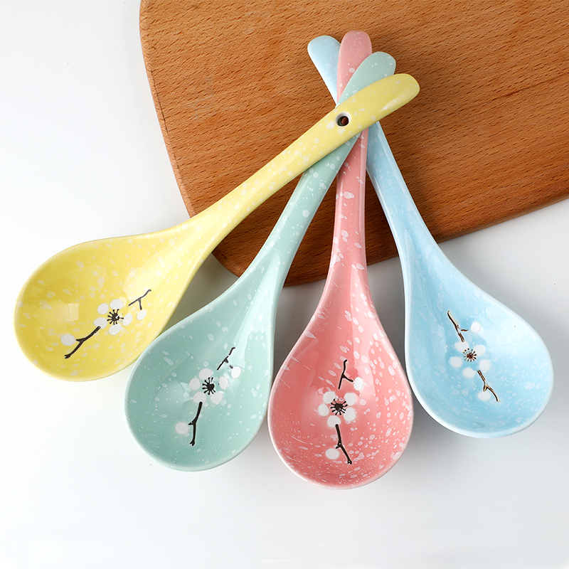 Spoon porcelain run Japanese suits for the home became a Spoon ladle creative the small Spoon, lovely long handle ceramic Spoon