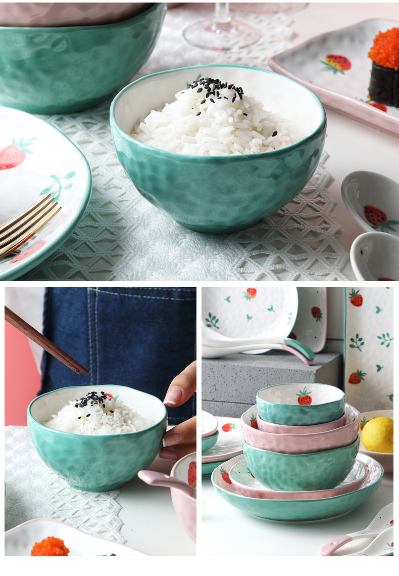 Lovely tableware ceramic bowl individual creative home eat rice bowl bowl bowl dish suits for the Nordic small pure and fresh and bowl
