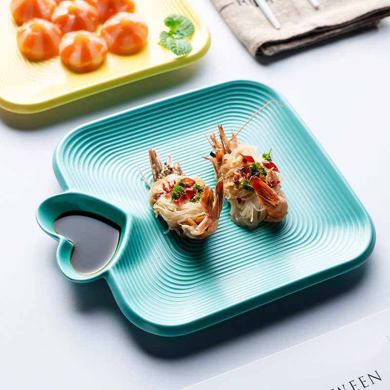 Ceramic dumb CD sub contracted with flavour dish home snacks with dipping sauce dish creative heart - shaped flavour dishes dumplings plate