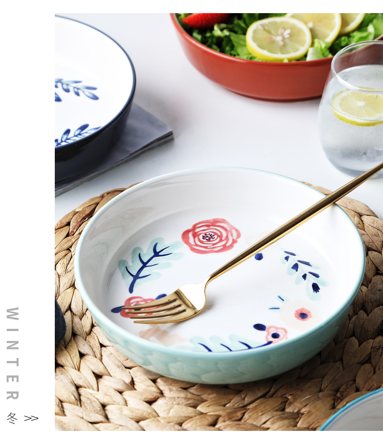 Creative cooking dish plate, soup plate home dishes deep dish plate under the glaze color Japanese ceramic disc plate