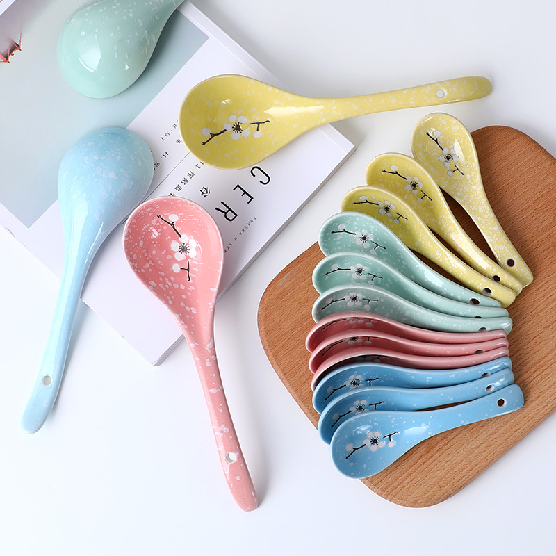 Spoon porcelain run Japanese suits for the home became a Spoon ladle creative the small Spoon, lovely long handle ceramic Spoon
