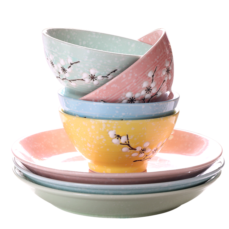 A single household jobs suit 10 Japanese household ceramic bowl bowl of rice bowl chopsticks suit small dishes to suit