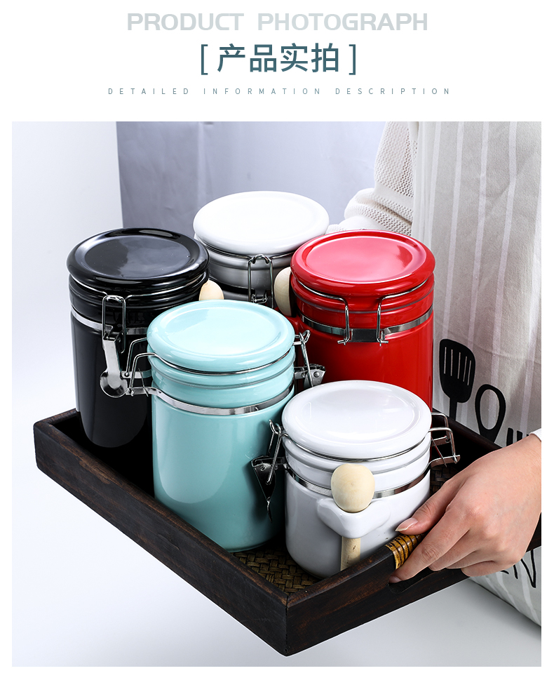 Ceramic seal tank with cover large receive household grain storage jar jar of coffee pot sugar tea pot