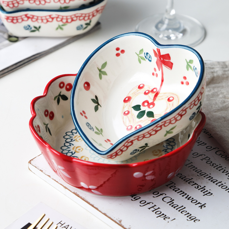 Ceramic salad bowl individual creative dessert bowl Nordic ins web celebrity tableware portfolio always move household cherry to use