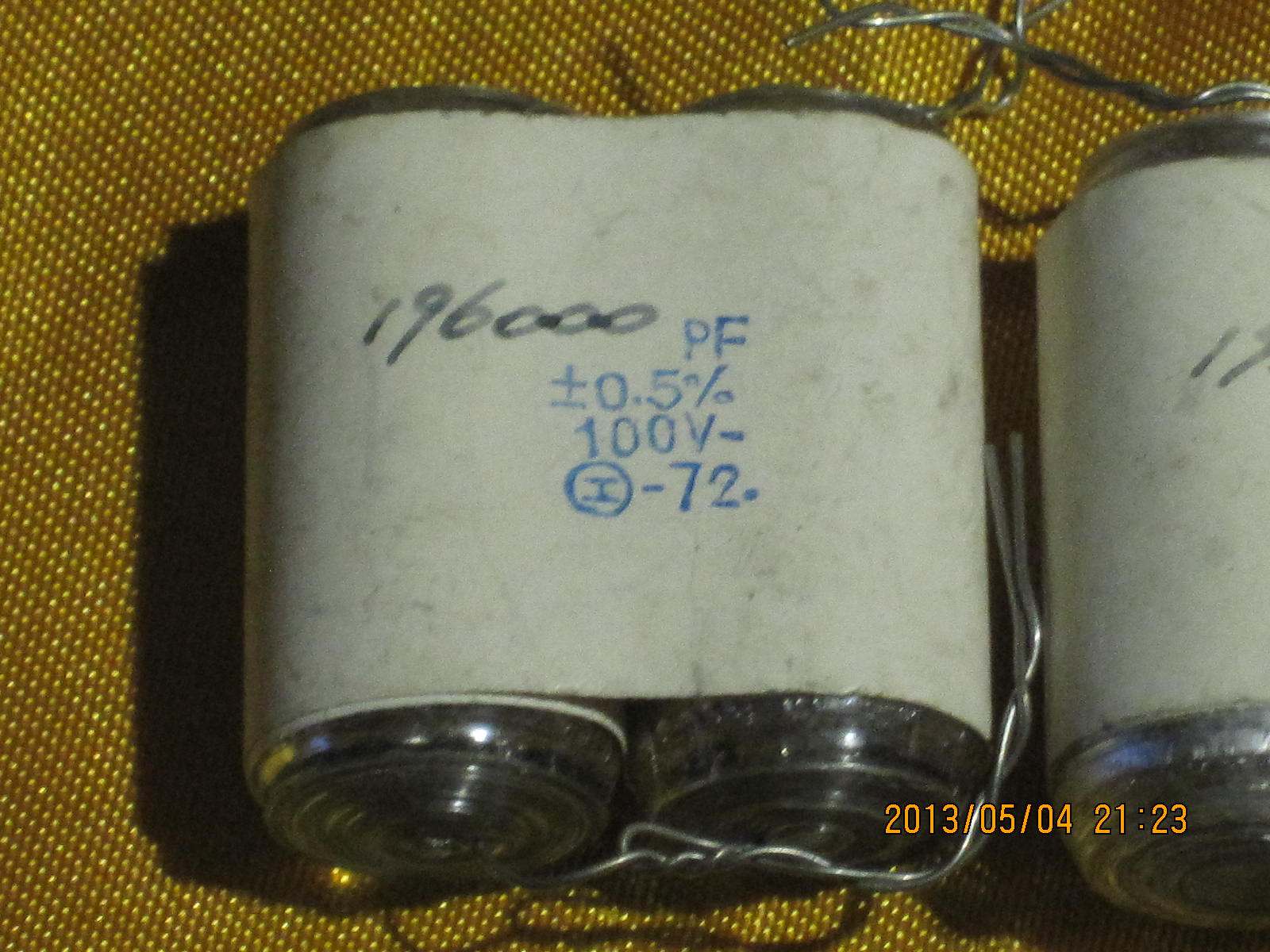Military high precision 5 / 1000V polystyrene capacitor 196000PF 100V