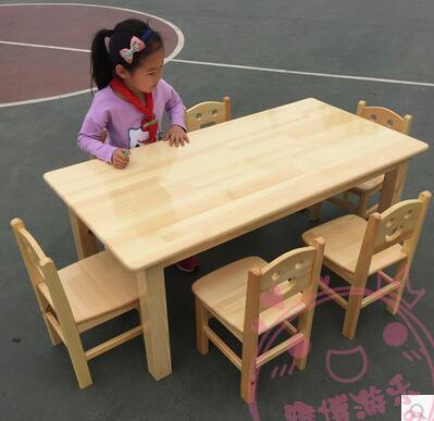 Kindergarten Solid Wood Table And Chairs Children Small Square Table Students Class Table And Chairs Suit Oak Wood Zhangzi Pine Table Chair Direct