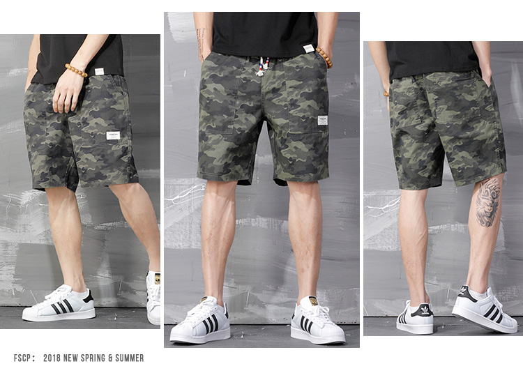 Tide thương hiệu ngụy trang quần short nam thủy triều lỏng lẻo thể thao năm điểm quần nam Nhật Bản 5 điểm công cụ quần short mùa hè quần vải nam