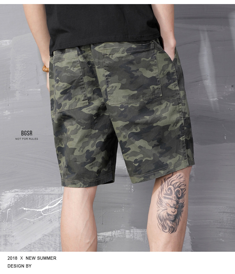 Tide thương hiệu ngụy trang quần short nam thủy triều lỏng lẻo thể thao năm điểm quần nam Nhật Bản 5 điểm công cụ quần short mùa hè quần vải nam