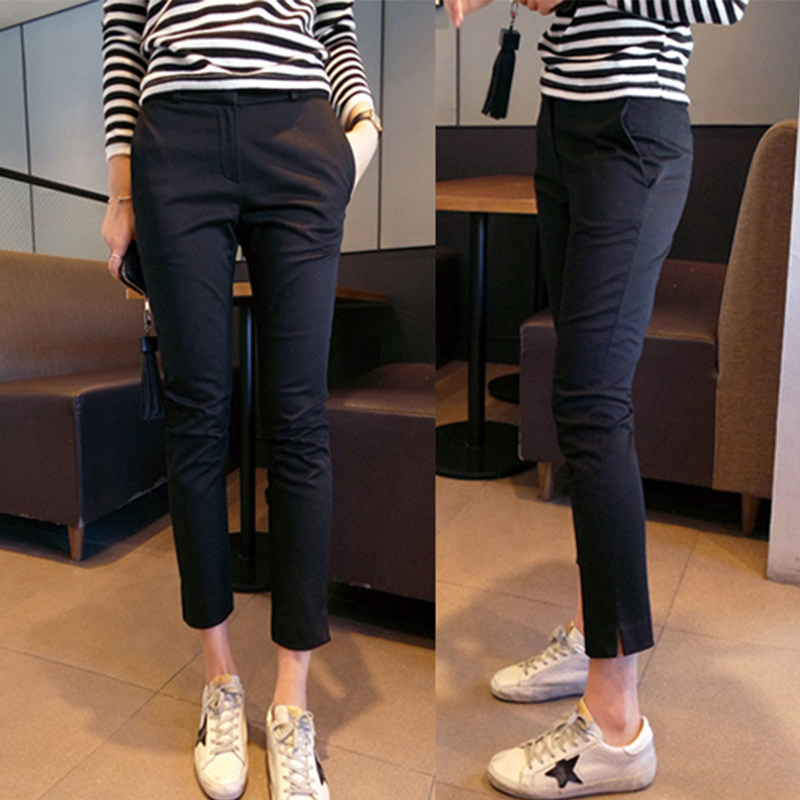 Counter 2023 spring new straight suit pants women's high waist Korean version slim nine points casual pants small feet cigarette pants
