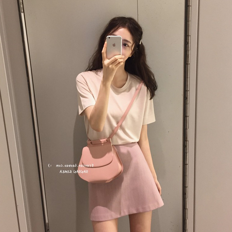 ins Super Fire Half - Body Summer 2022 New High Waist Skin Han Pink Ross A - word skirt