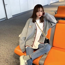 MAJE Claier cardiovercoat woman knit 2021 Fall new loose short 100 lap grey sweater