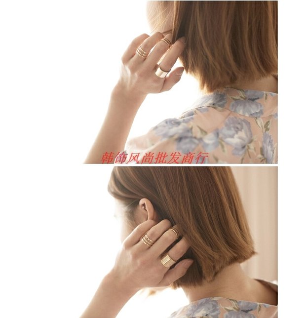 The Lords Sun Ring Nữ phiên bản tiếng Hàn của kim loại rỗng rộng ở ngón trỏ đeo nhẫn ba mảnh bộ đồ trang sức cho người yêu nhẫn nam vàng 18k