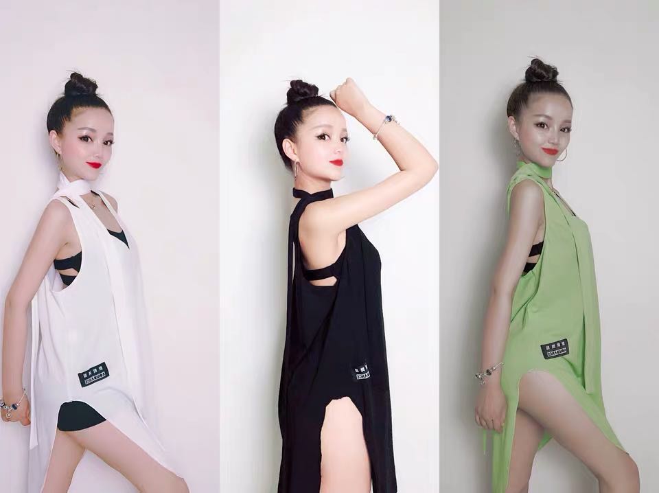 Amanda dance clothes proud A36 adult female national standard dance Latin dance loose V-neck slit sleeveless vest