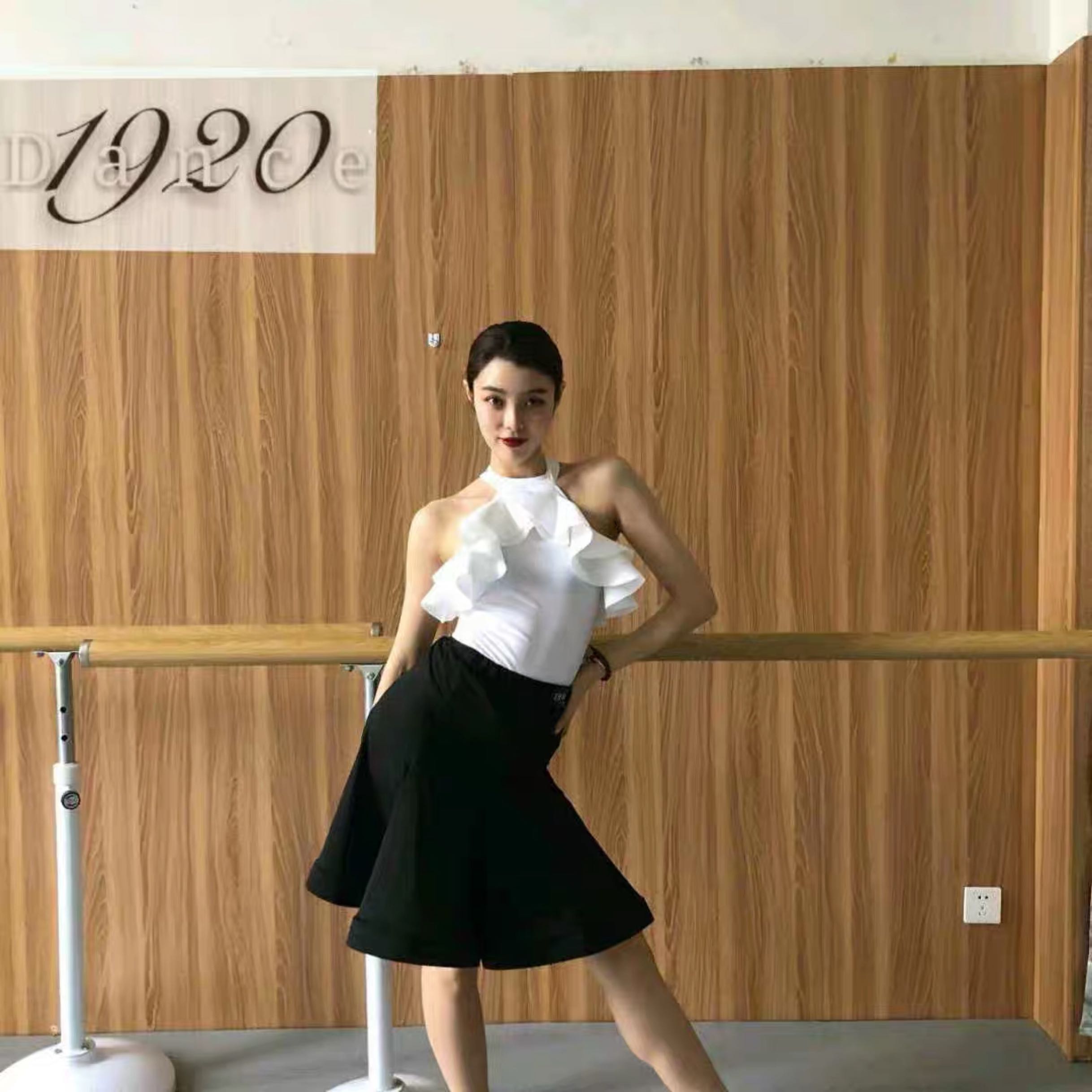 1920023-half body dress 027 LOTUS LEAF SIDE BLOUSES 100 HITCH PERFORMANCE PRACTICE PRACTICE WITH LATIN DANCE SUIT