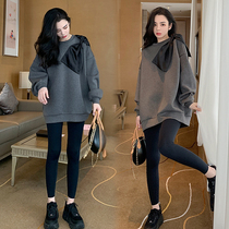 Pregnant womens autumn clothes suit fashion models 2021 new fall blouses necropolis with long sleeves surrogacy mid spring and autumn and two sets