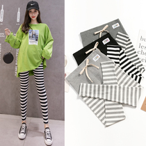 Pregnant Woman Pants Bottom Pants Spring Autumn Thin drawing Rope Casual Outwear Pregnant Woman Pants Spring Striped Tovenant Pants Winter Clothing