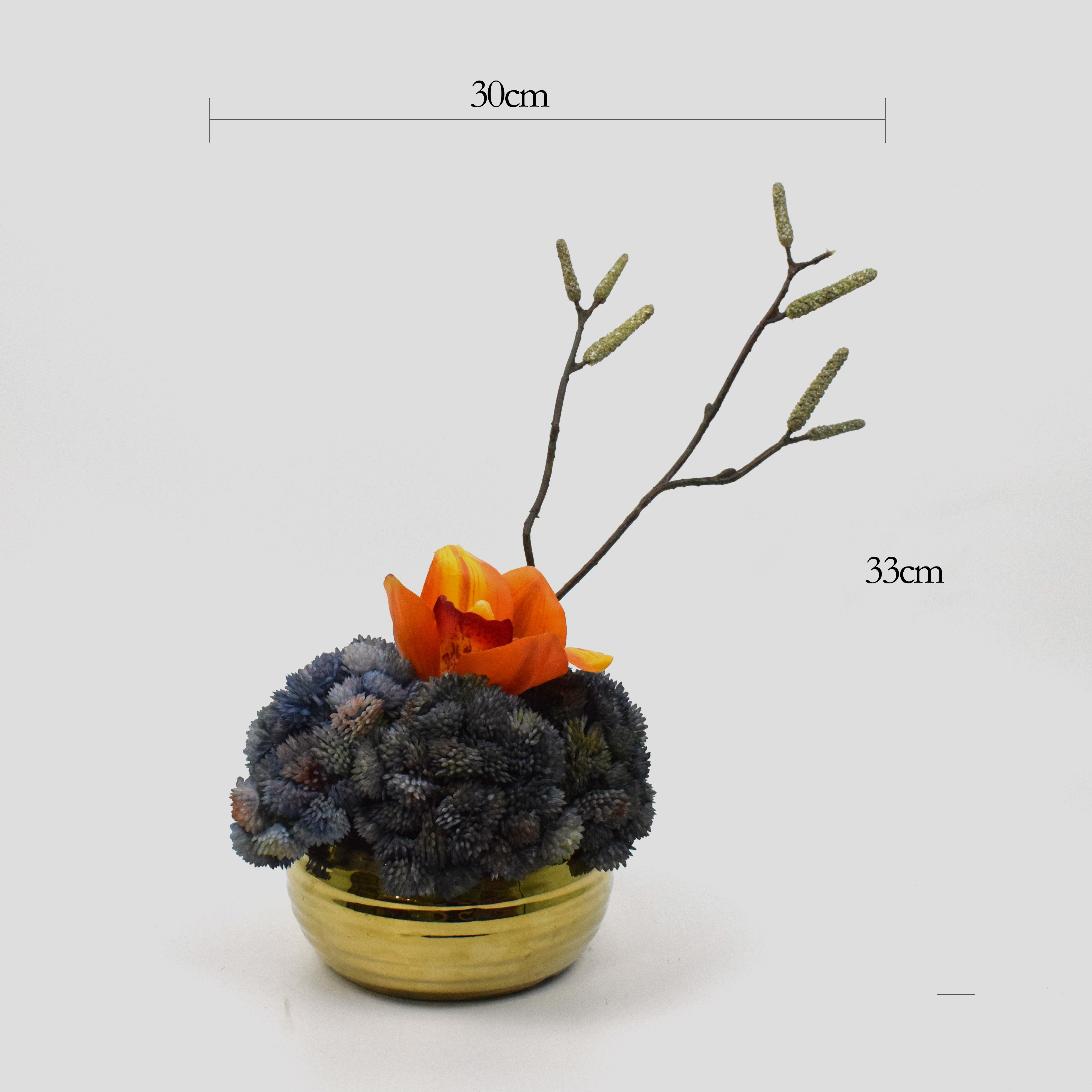 New Chinese simulation feel green cauliflower Cymbidium set floral porch desktop tea room Japanese restaurant decoration - Taobao