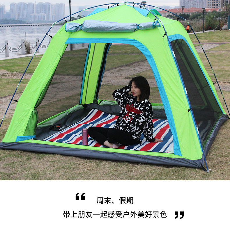 Lều lạc đà ngoài trời 3-4 người hoàn toàn tự động làm dày kem chống nắng nhà 5-6 người cắm trại hoang dã - Lều / mái hiên / phụ kiện lều lều cho bé gái