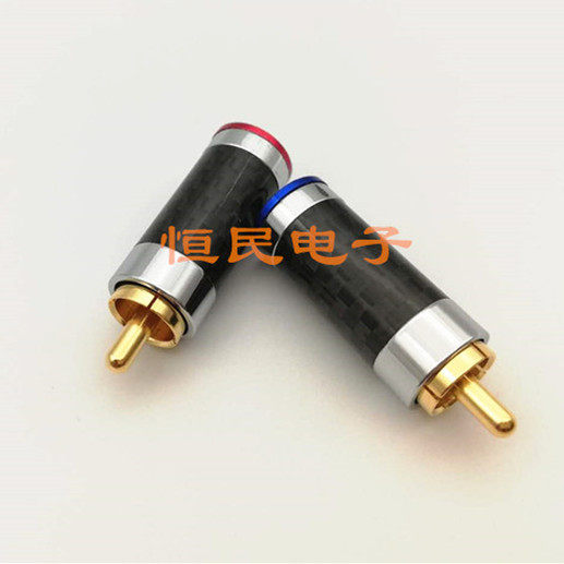 Tiflon Gold Plated Fever RCA Head Carbon Fiber Shell Welding Lotus Coaxial AV Audio Wire Plug 5 Μgilded