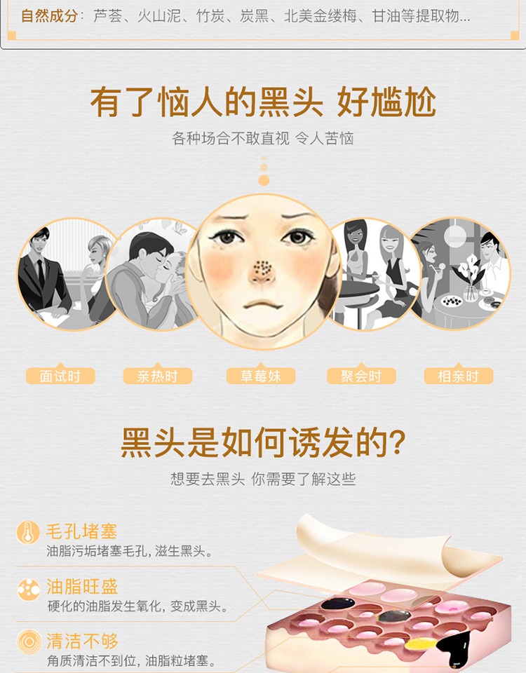 Mặt nạ trị mụn rách mũi dính mũi trừ mụn trứng cá để bôi kem mặt nạ mũi thu nhỏ lỗ chân lông nam và nữ mặt nạ bùn innisfree