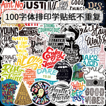 100 font typography stickers luggage stickers cartoon personality decorative stickers creative English stickers color stickers