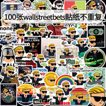 100 wallstreetbets graffiti stickers luggage stickers suitcase waterproof decoration stickers cartoon stickers