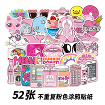Mini cartoon pink cute suitcase stickers Female ins net red suitcase stickers Guitar tide brand computer stickers