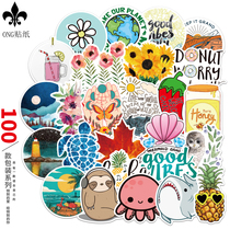 100 sheets of small frescoed cartoon stickers with suitcase stickers waterproof mobile phone stickers to paint Guitar Skateboard Stickers