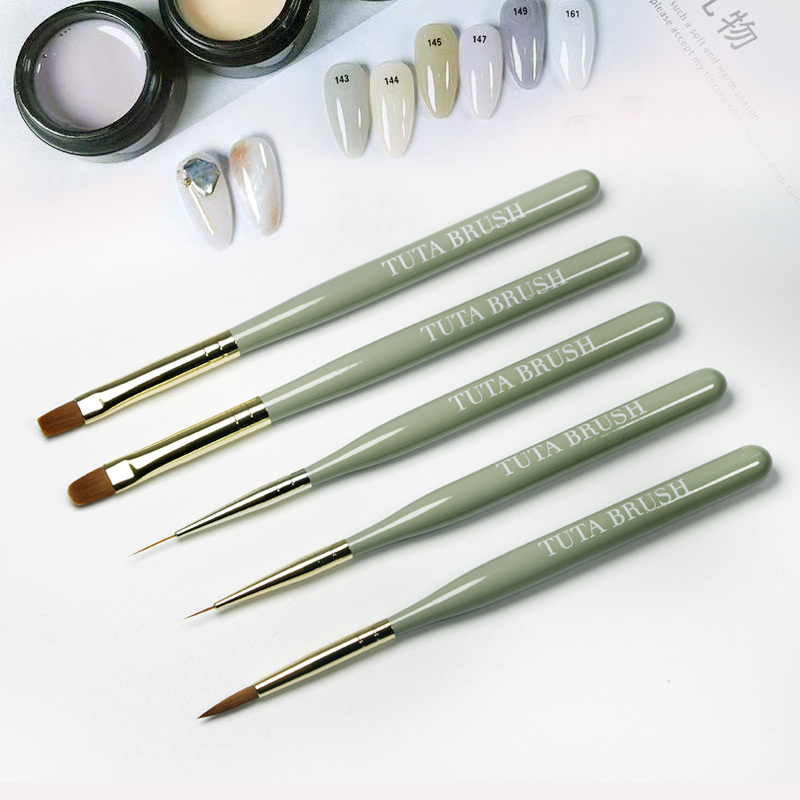 Japanese-Style Nail Art Brush Set, Soft Bristles, Commonly Used by Beginners, Round Head, Flat Head, Multi-Functional Painting and Line Drawing Brushes