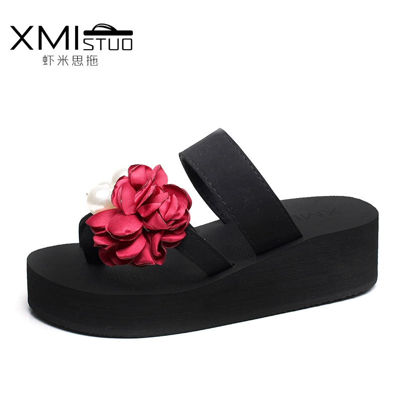 Mới thời trang nữ bên ngoài dép mòn dốc với dép nữ flip flops dép và dép dép Hàn Quốc hoa mùa hè nữ 