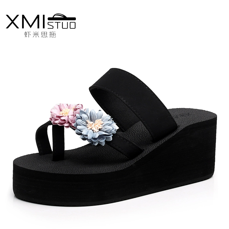 Flip-flops dốc với bà nữ mùa hè dép trượt bãi biển và dép đi trong lớp vỏ dày dép đi biển thủ công thời trang 