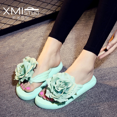 kích thước lớn dép nữ mùa hè Hàn Quốc dép gót chân phẳng nặng đáy với chống sạt lở đáng yêu dép hoa bãi biển đơn giản và dép đi trong nhà 
