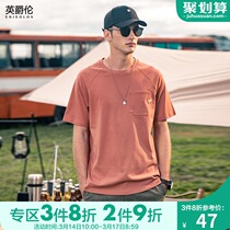 British Royale Mens 2022 Summer New Mens Short Sleeve T-Shirt Trend Heavy Cotton Pocket Decorative T-shirt Men