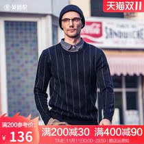 British Jue Lun mens fake two pullover sweater 2021 autumn and winter New striped color warm knit sweater