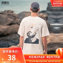 British Jue Lun 2021 summer mens short sleeve T-shirt trendy figure print half sleeve shirt youth loose top