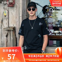 British Jue Lun Bear T-shirt Mens Tide Brand Laser Reflective Print Short Sleeve Tide Brand Couple Half Sleeve Loose Top