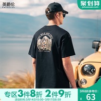 British 240G cotton mens short sleeve t-shirt Tide brand street loose print half sleeve t-shirt student top male