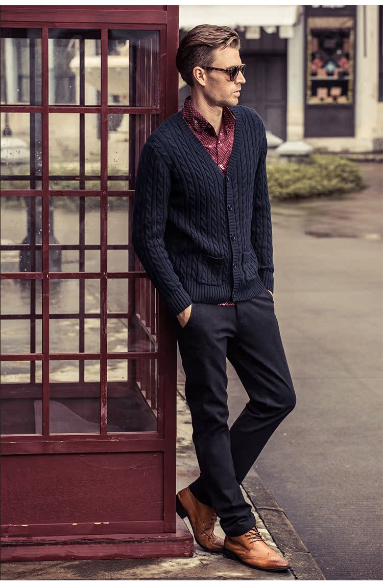 British Siren 2018 mùa thu áo len nam Anh retro retro V-cổ thủy triều nam mỏng đan áo len thủy triều áo len kiểu hàn quốc cực đẹp