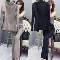 Suit suit woman 2022 Spring and autumn new Korean version casual temperament professional dress lady Black West suit Two sets