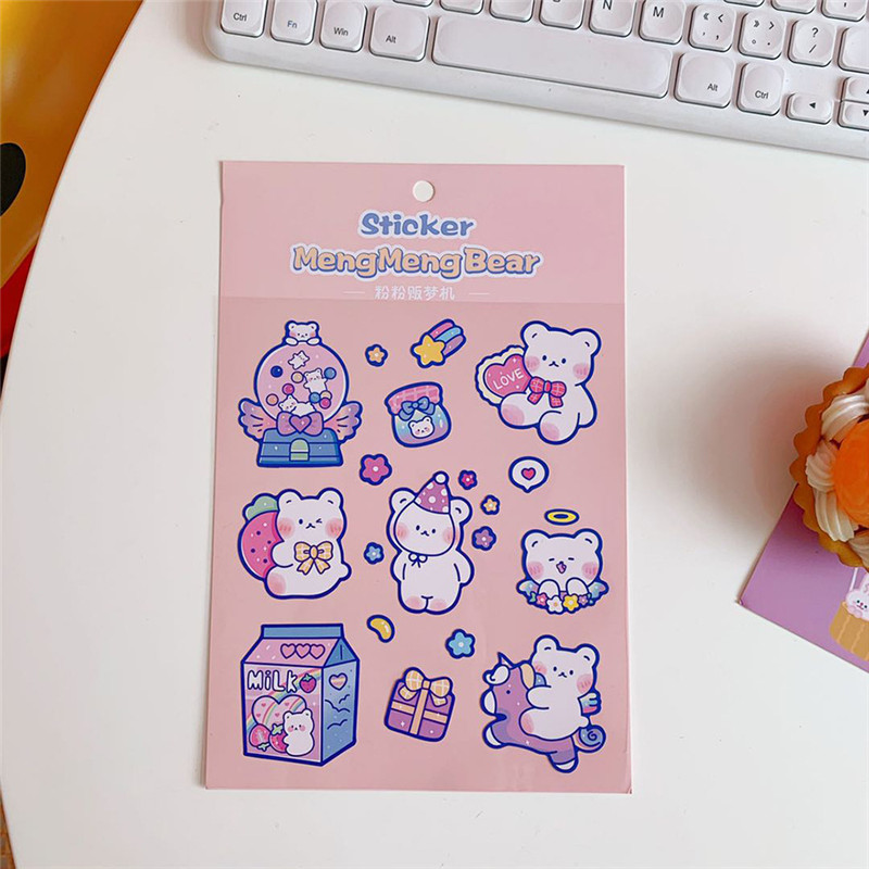 Light Pink & Dream BearIns wind lovely Cartoon Sweet Cake Bear Stickers Hand account diy mobile phone notebook Water cup seal Decorative stickers