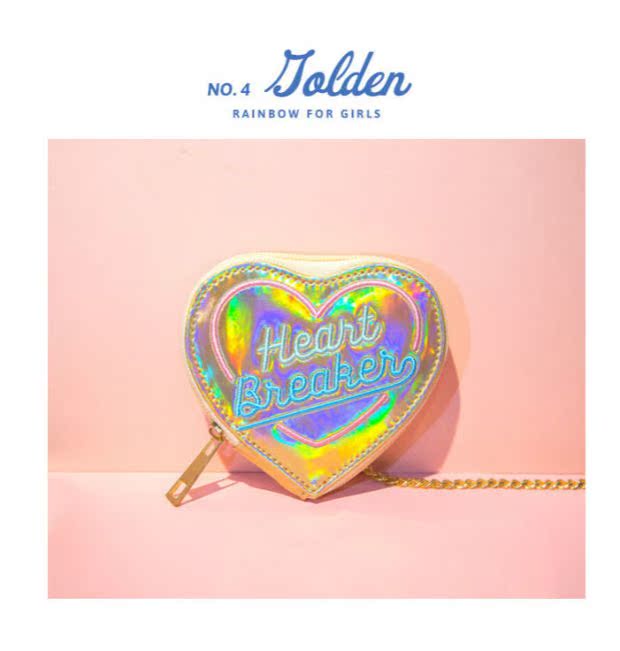 Hypnotic Thêu Heart Coin Purse Sinh viên Laser Ví da sáng Dây buộc Love Heart Art Fresh Coin Purse ví coach nam
