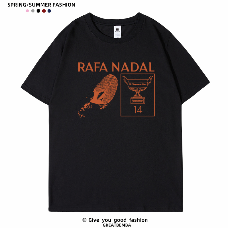 Rafa Nadal Nadal's Shoe Print French Open Clay Court King Nadal Retirement Commemorative Tennis Short-Sleeve T-Shirt Summer