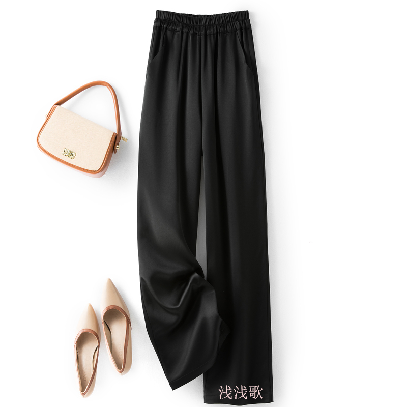 Summer Luxury Imported Triacetate Satin Wide-Leg Pants for Women, Glossy Drape, Loose Straight-Leg Pants, Silky Slimming Long Pants Summer Luxury Imported Triacetate Satin Wide-Leg Pants for Women, Glossy Drape, Loose Straight-Leg Pants, Silky Slimming Long Pants
