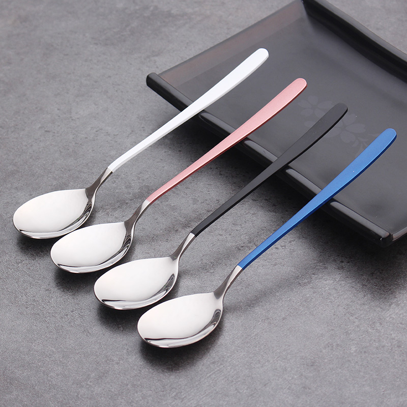 Korean Dining Spoon Stainless Steel Spoon Thickened Long Handle Creative Home Children Small Spoon Adult Soup Spoon For Dinner Spoon Soup Spoon